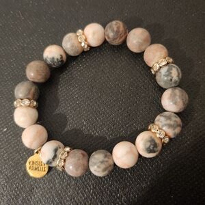 Kinsley Armelle Marble and Gold Beaded Bracelet